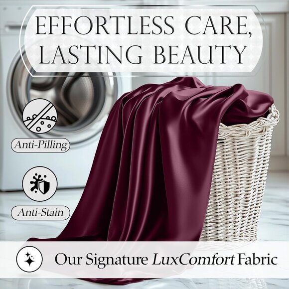 19- Satin 4 Piece Luxury Silky Queen Size Bedding Set 15" Deep - Picture 6 of 8